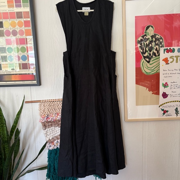 Flax Dresses & Skirts - Euc Flax Engelhardt Black Sleeveless Maxi Dress Lagenlook 100% linen size Small